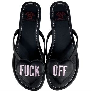 🆕 Betty F**K OFF Heart Sandals🖤 Strange Cvlt